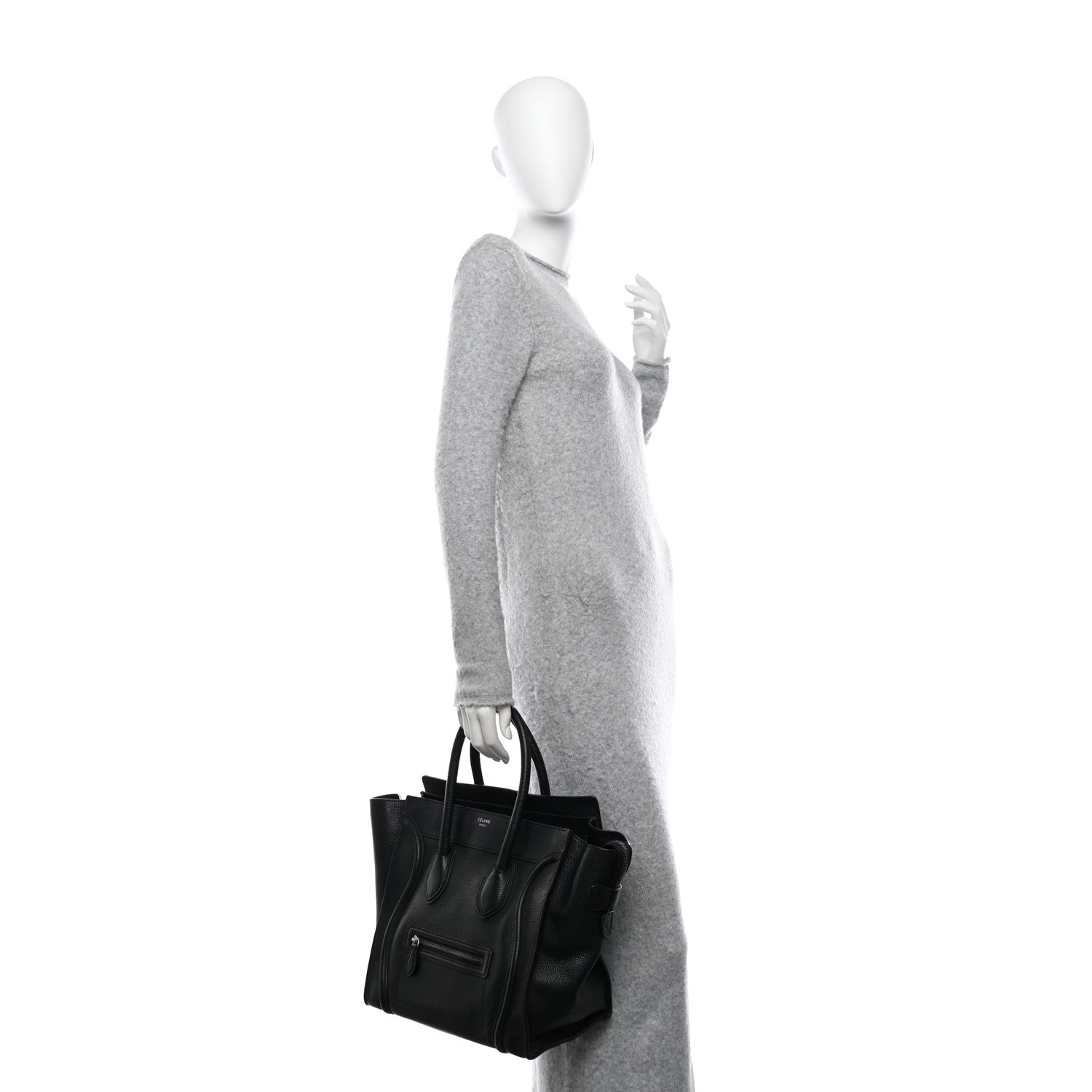 Celine Drummed Calfskin Mini Luggage Black 2 of 12