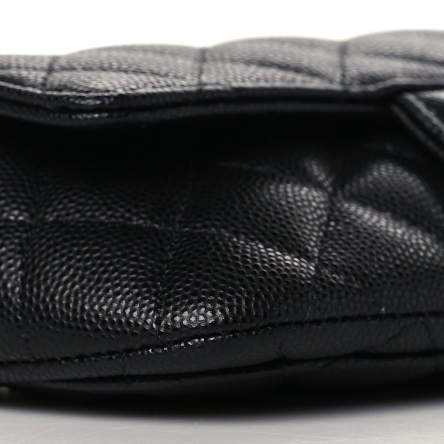 Caviar Quilted Glasses Case With Chain Black