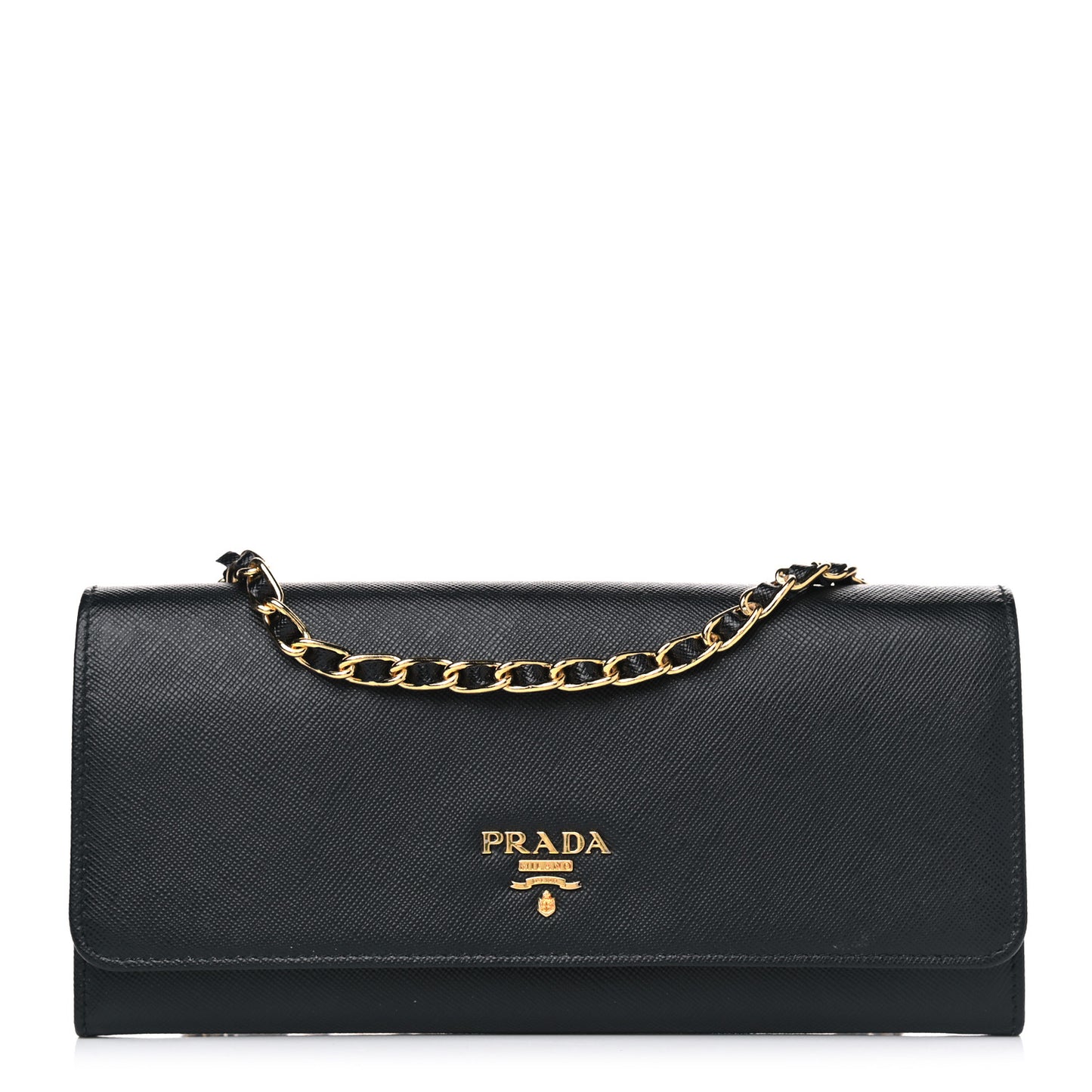 Saffiano Metal Oro Chain Wallet Black