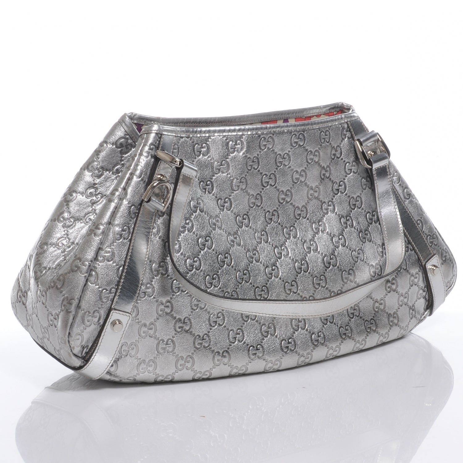 Gucci Guccissima Medium Abbey Shoulder Bag Silver 3 of 7