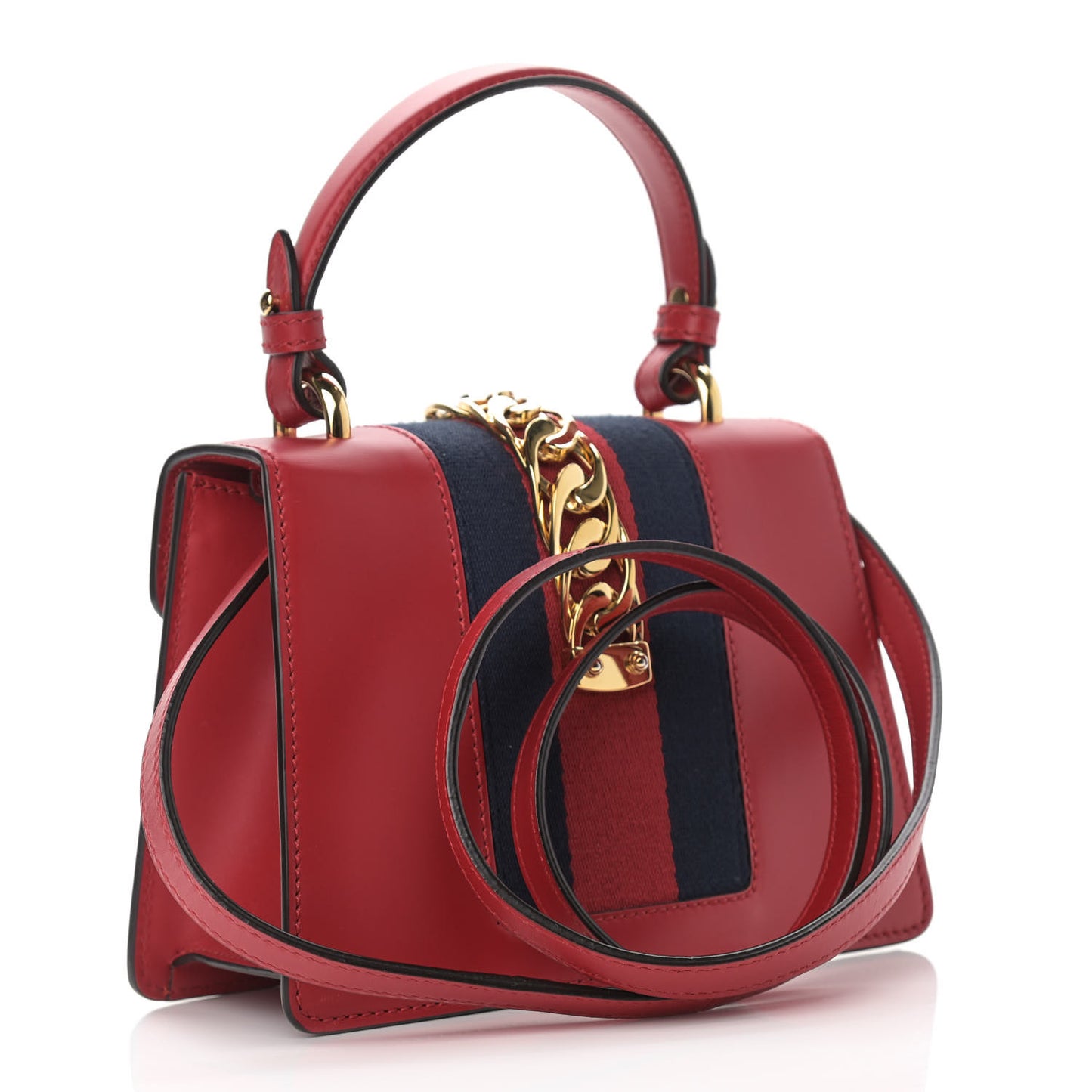 Calfskin Mini Sylvie Top Handle Bag Hibiscus Red