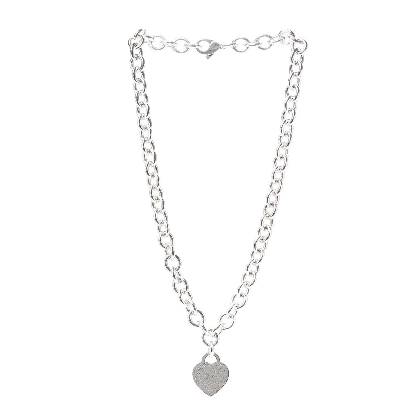 Sterling Silver Notes Heart Tag Necklace