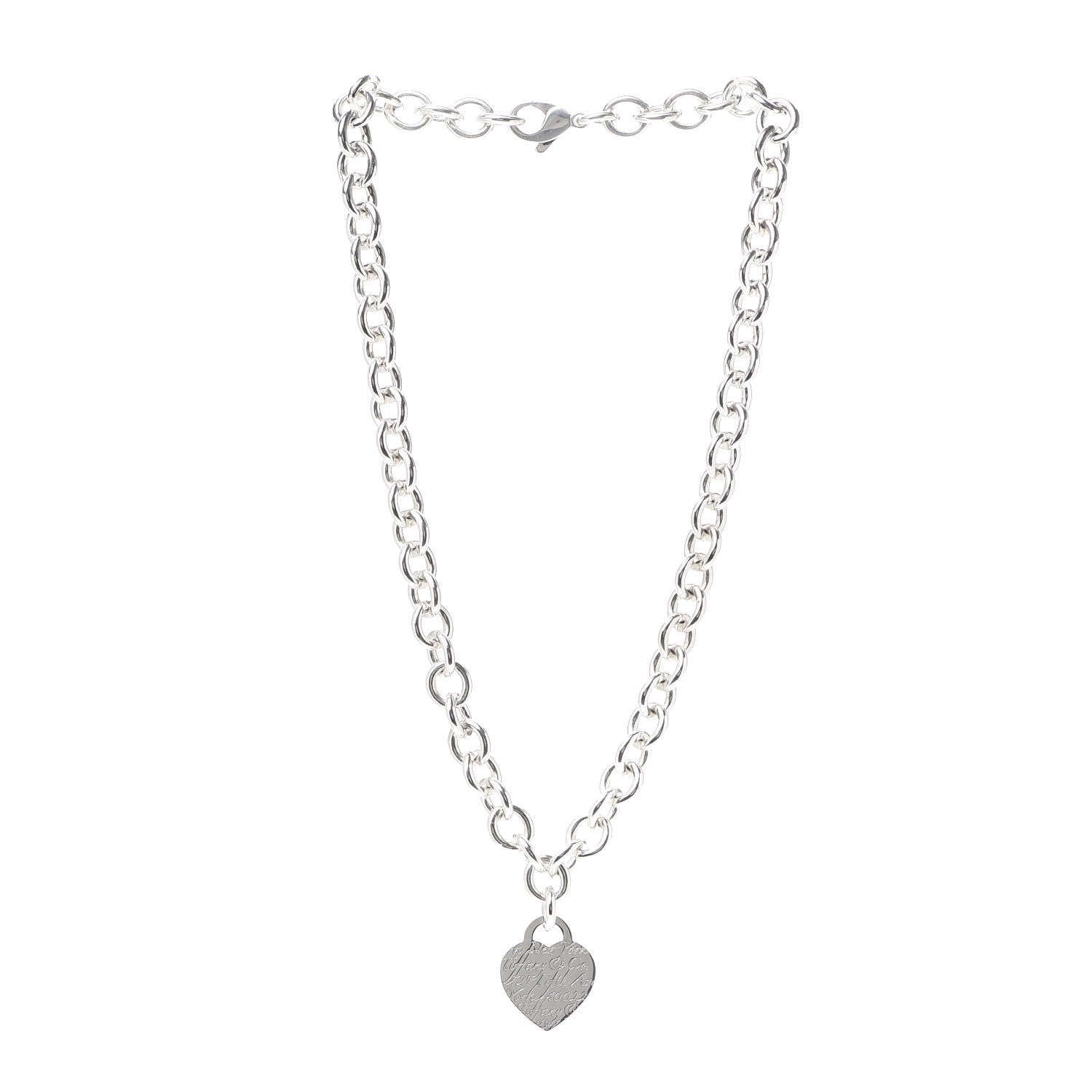 Tiffany Sterling Silver Notes Heart Tag Necklace 3 of 5