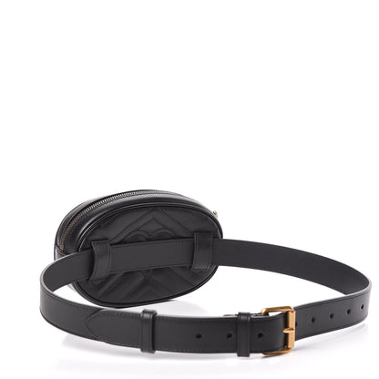 Gucci Calfskin Matelasse GG Marmont Belt Bag 85 34 Black 3 of 10