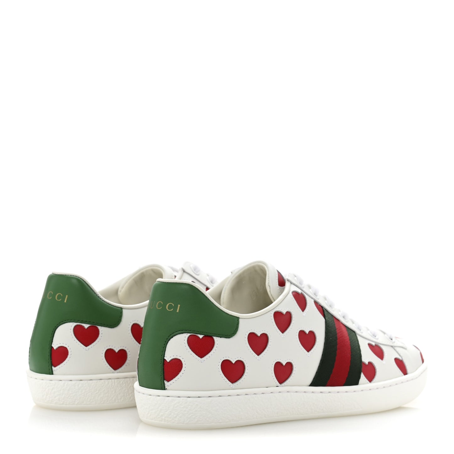 Calfskin Miro Soft Web Heart Cut Out Womens Ace Sneakers 39 White Light Hibiscus Red New Shamarock