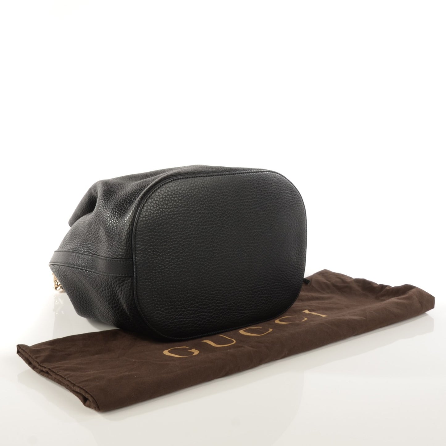 Pebbled Calfskin Miss Bamboo Bucket Bag Black