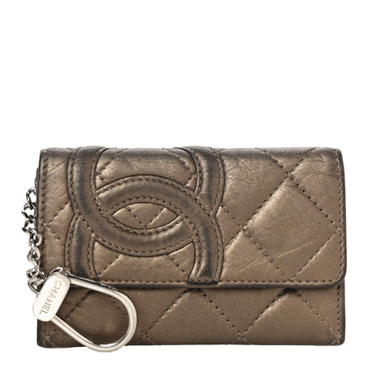 Chanel Metallic Calfskin Quilted Cambon Key Holder Case Bronze 1 of 23
