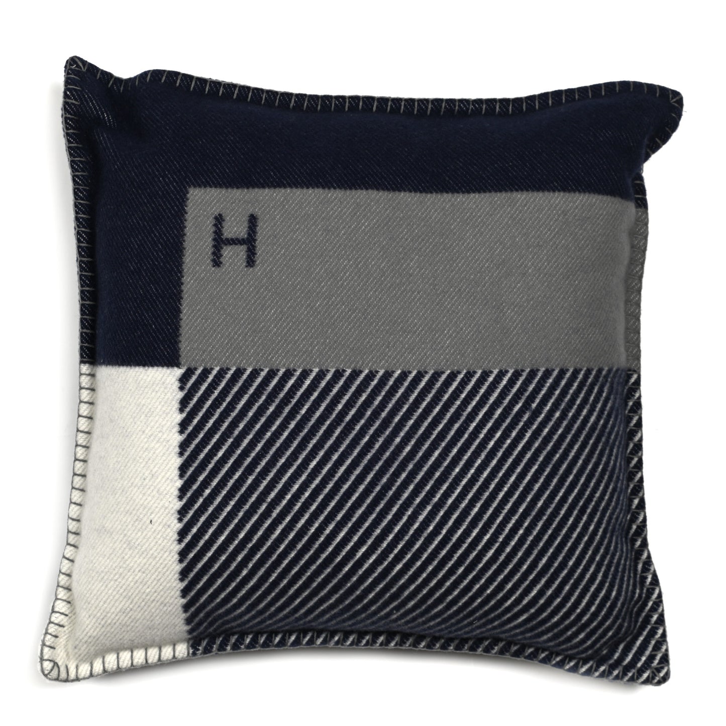 Wool Cashmere H Riviera Pillow Marine