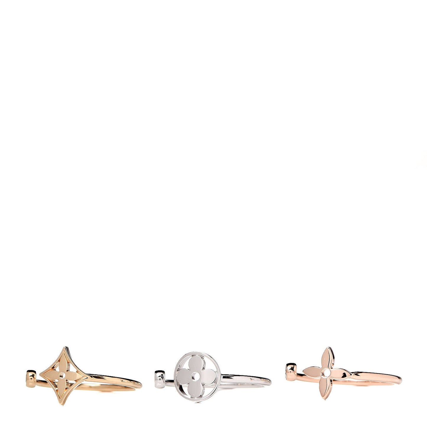 18K Yellow Pink White Gold Diamond Idylle Blossom Ring 3 Set 53 6.25
