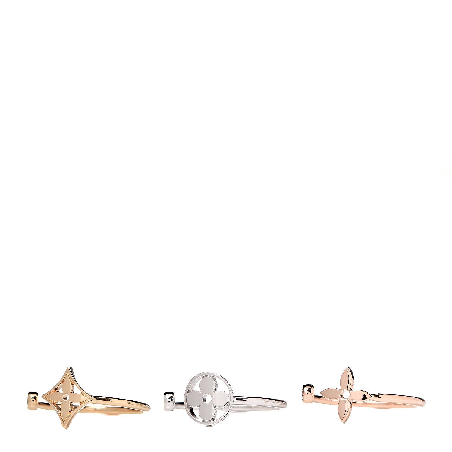 Louis Vuitton 18K Yellow Pink White Gold Diamond Idylle Blossom Ring 3 Set 53 6.25 5 of 9