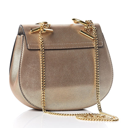 Chloe Metallic Goatskin Mini Drew Shoulder Bag Abstract Gold 3 of 9