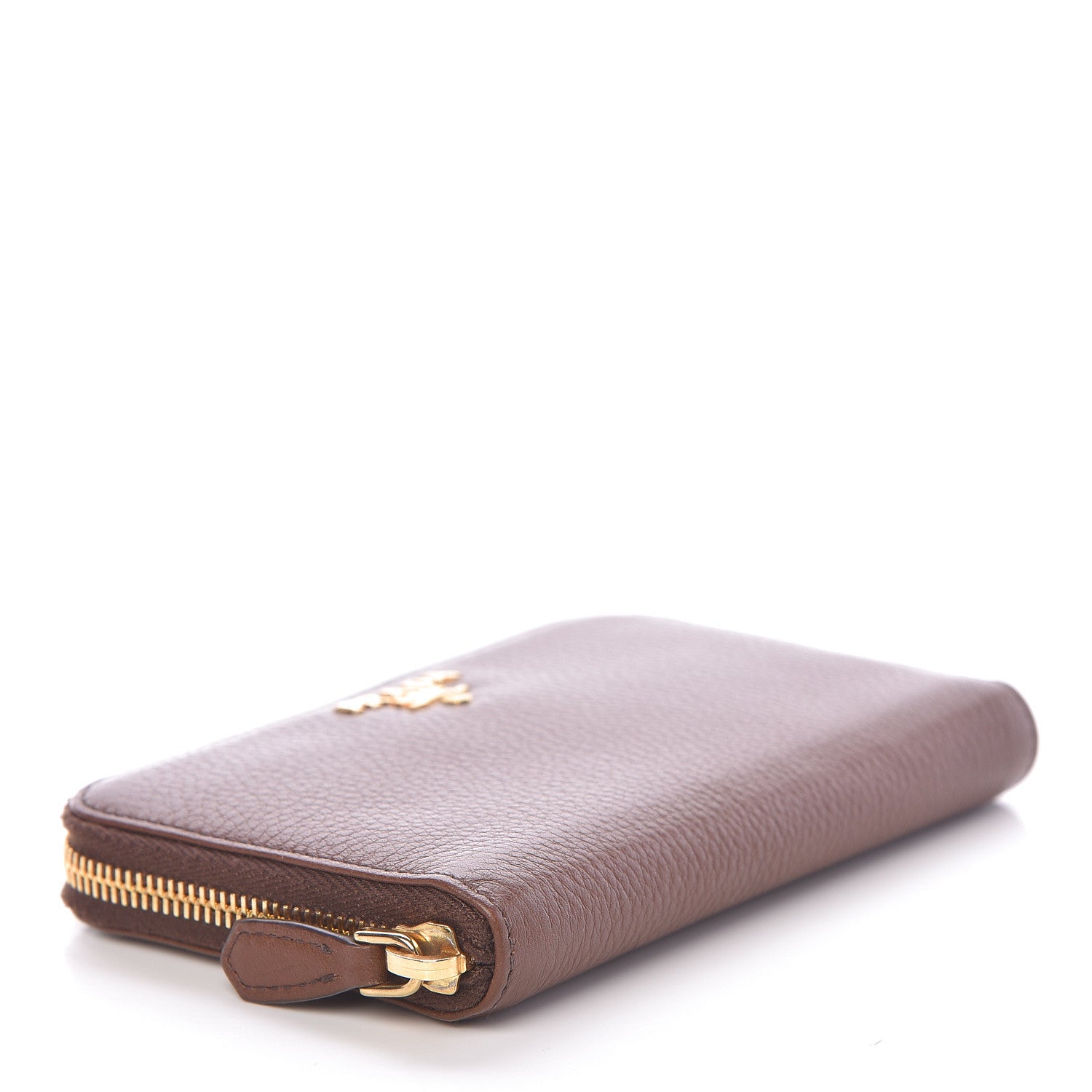 Prada Vitello Daino Compact Zip Around Wallet Palissandro 4 of 7