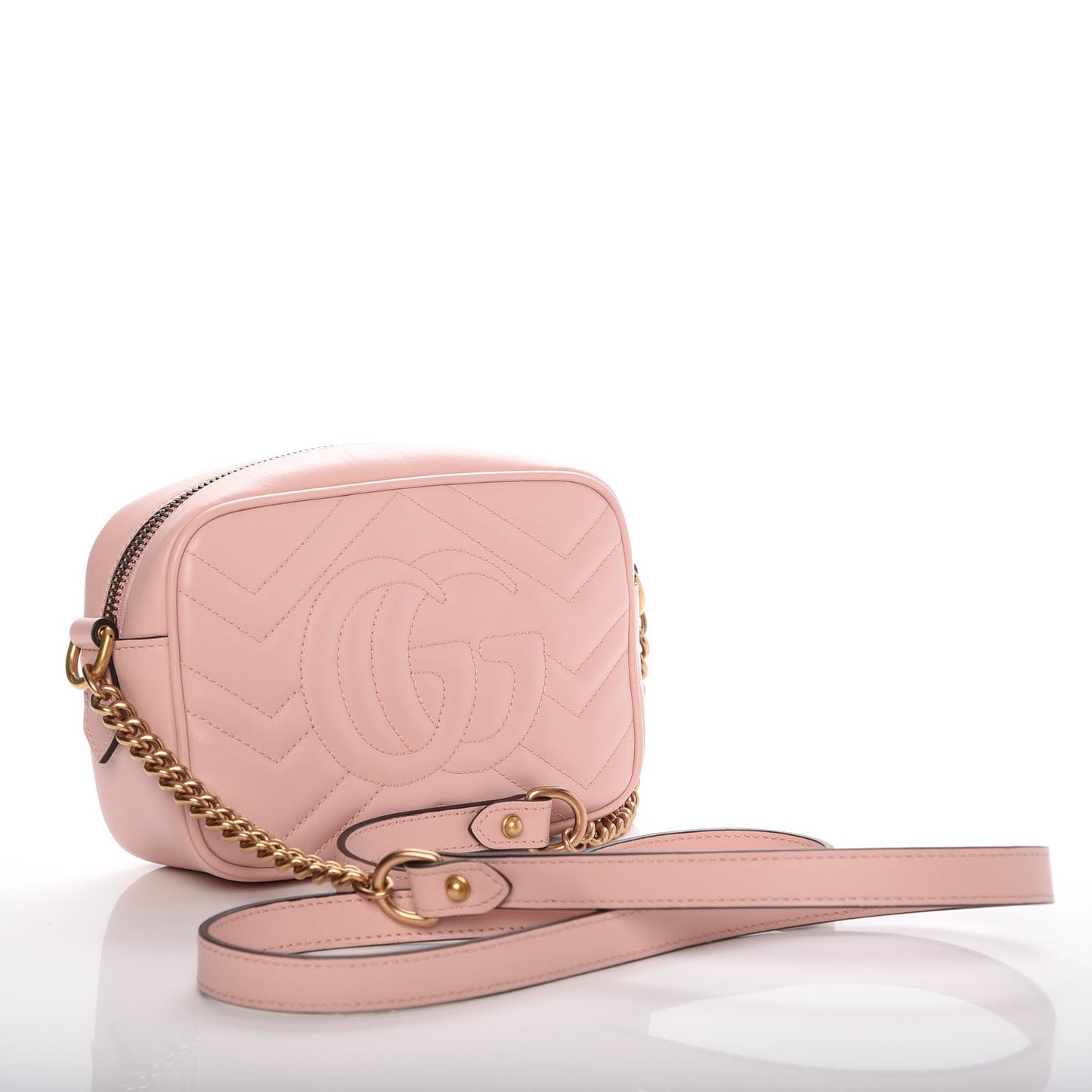 Calfskin Matelasse Mini GG Marmont Chain Shoulder Bag Perfect Pink