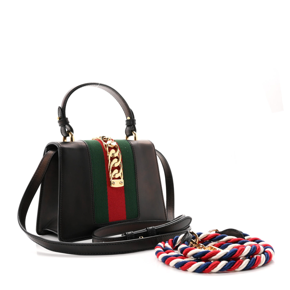 Calfskin Mini Sylvie Top Handle Bag Black