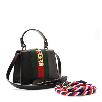 Gucci Calfskin Mini Sylvie Top Handle Bag Black 3 of 10