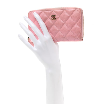 Chanel Iridescent Caviar Quilted Medium Zip Around Wallet Pink 2 of 13