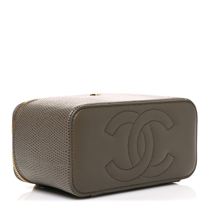 Chanel Calfskin Lizard Embossed Top Handle Vanity With Chain Dark Khaki 4 of 11