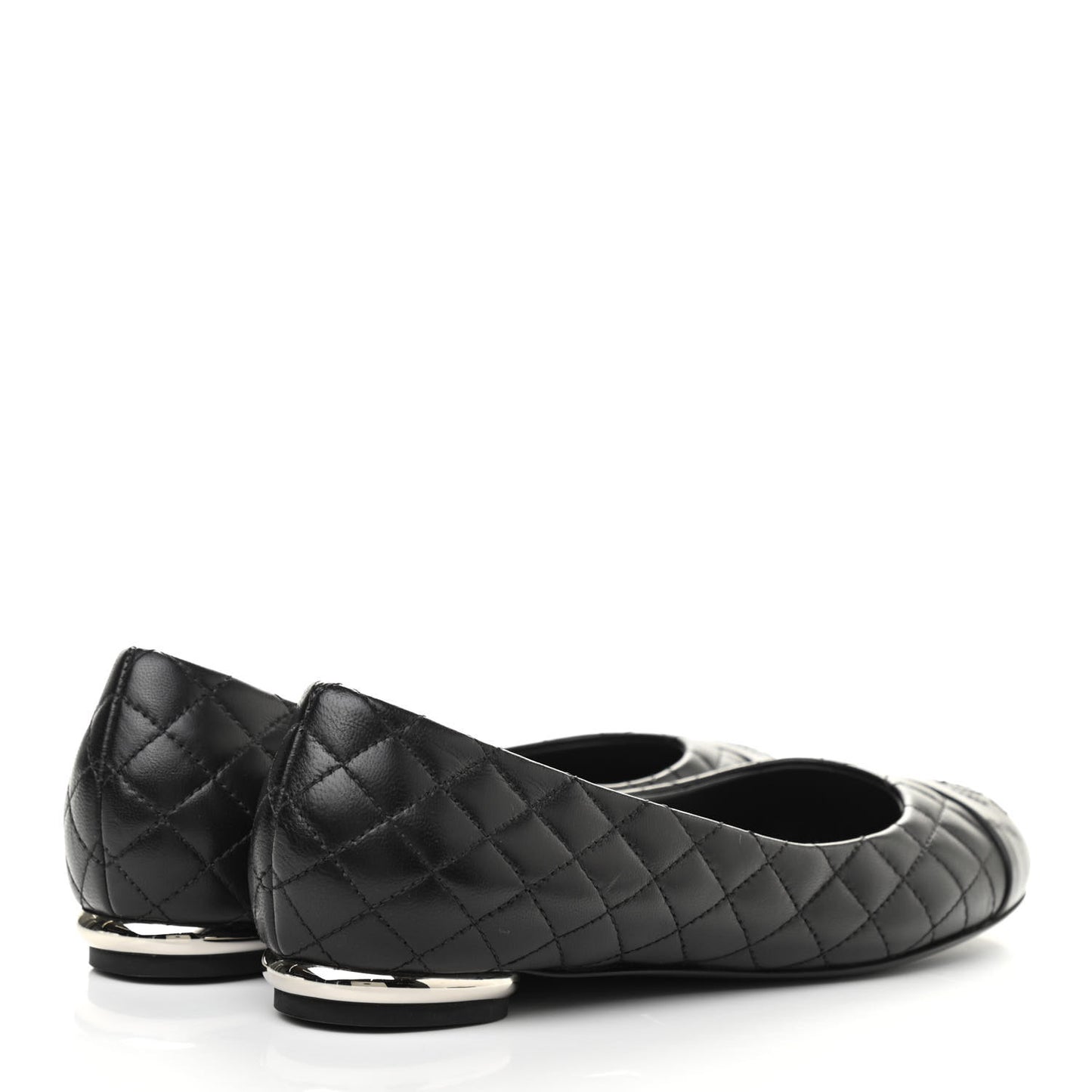 Lambskin Quilted CC Cap Toe Ballerina Flats 39 Black 35 Black
