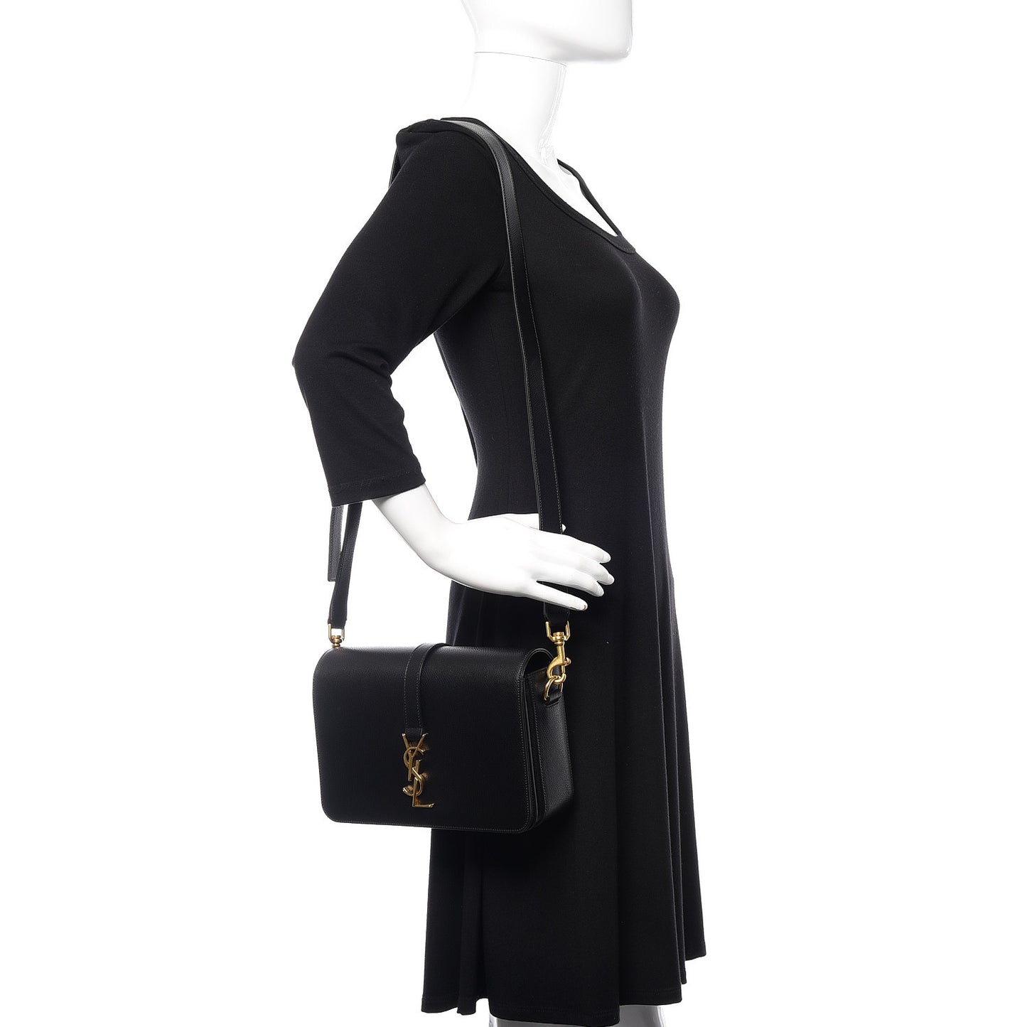 Textured Calfskin Medium Classic Monogram Universite Bag Black