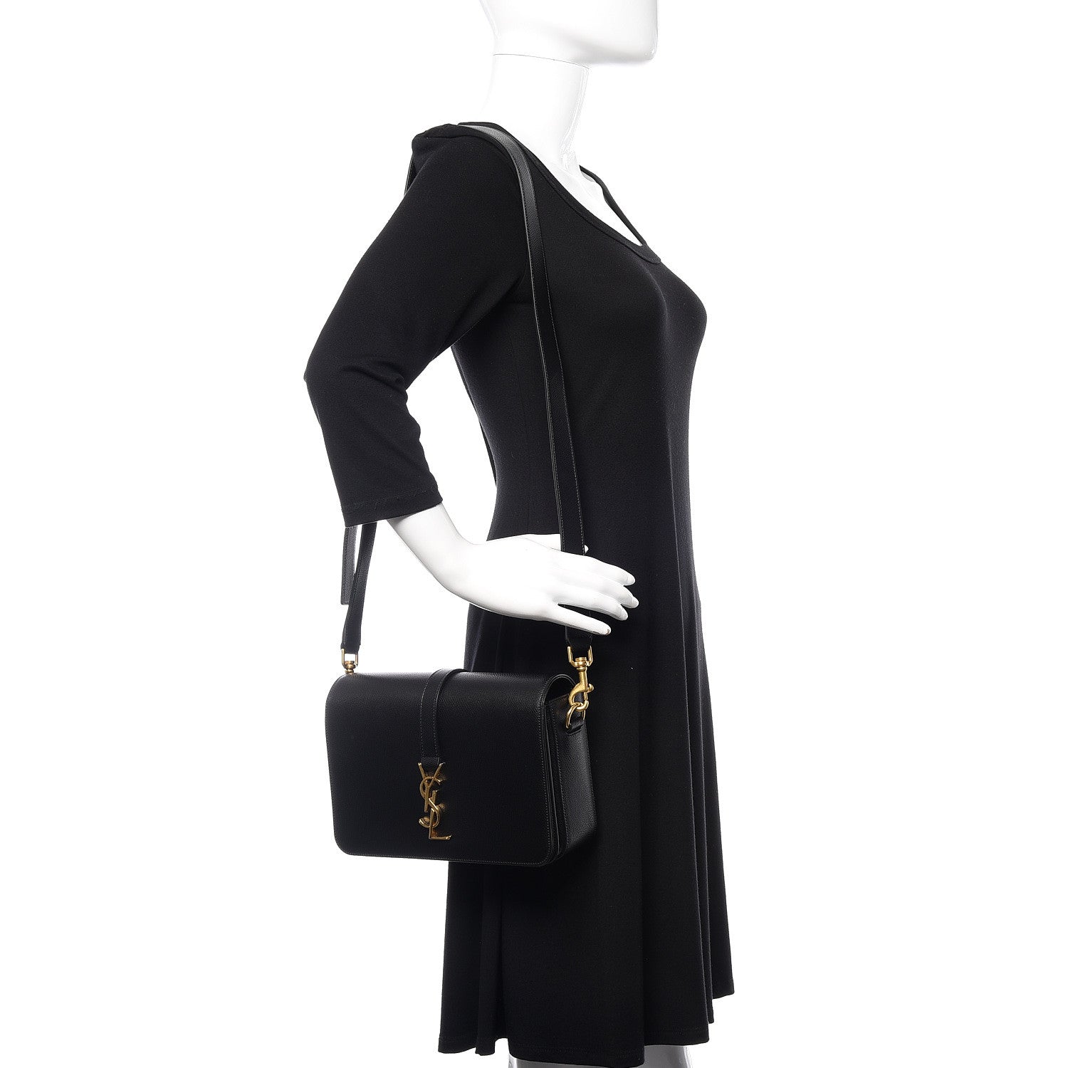 Saint Laurent Textured Calfskin Medium Classic Monogram Universite Bag Black 2 of 9