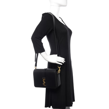 Saint Laurent Textured Calfskin Medium Classic Monogram Universite Bag Black 2 of 9