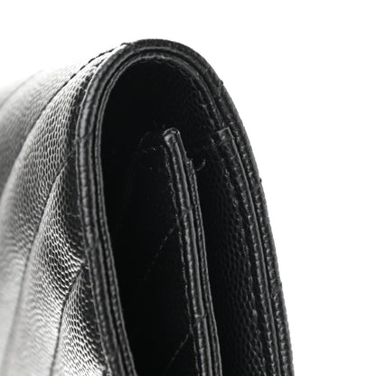 Saint Laurent Grain De Poudre Matelasse Chevron Monogram Envelope Clutch Black 11 of 15