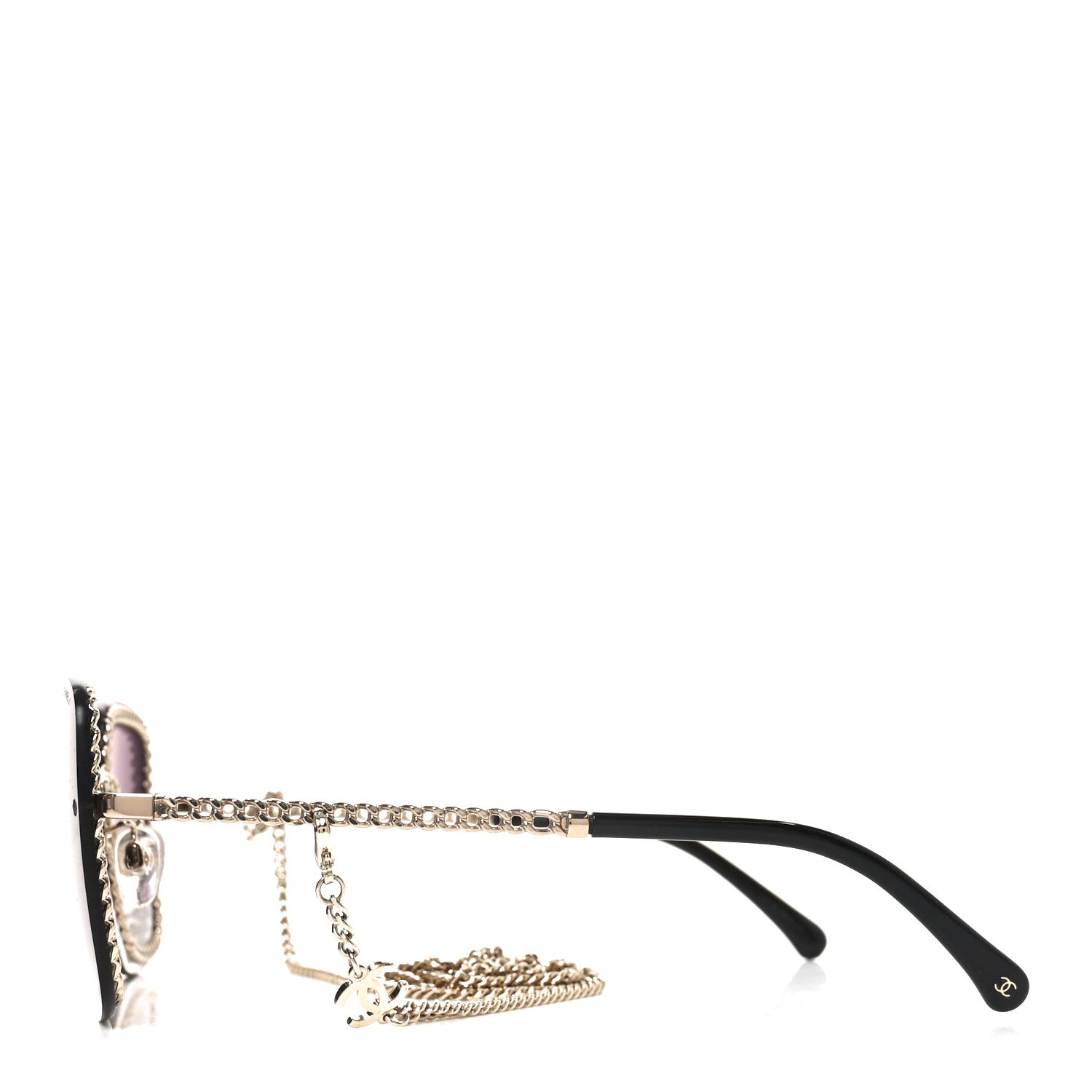 Chanel Chain Square Sunglasses 4244 Black Gold 3 of 7