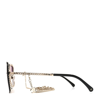 Chanel Chain Square Sunglasses 4244 Black Gold 3 of 7