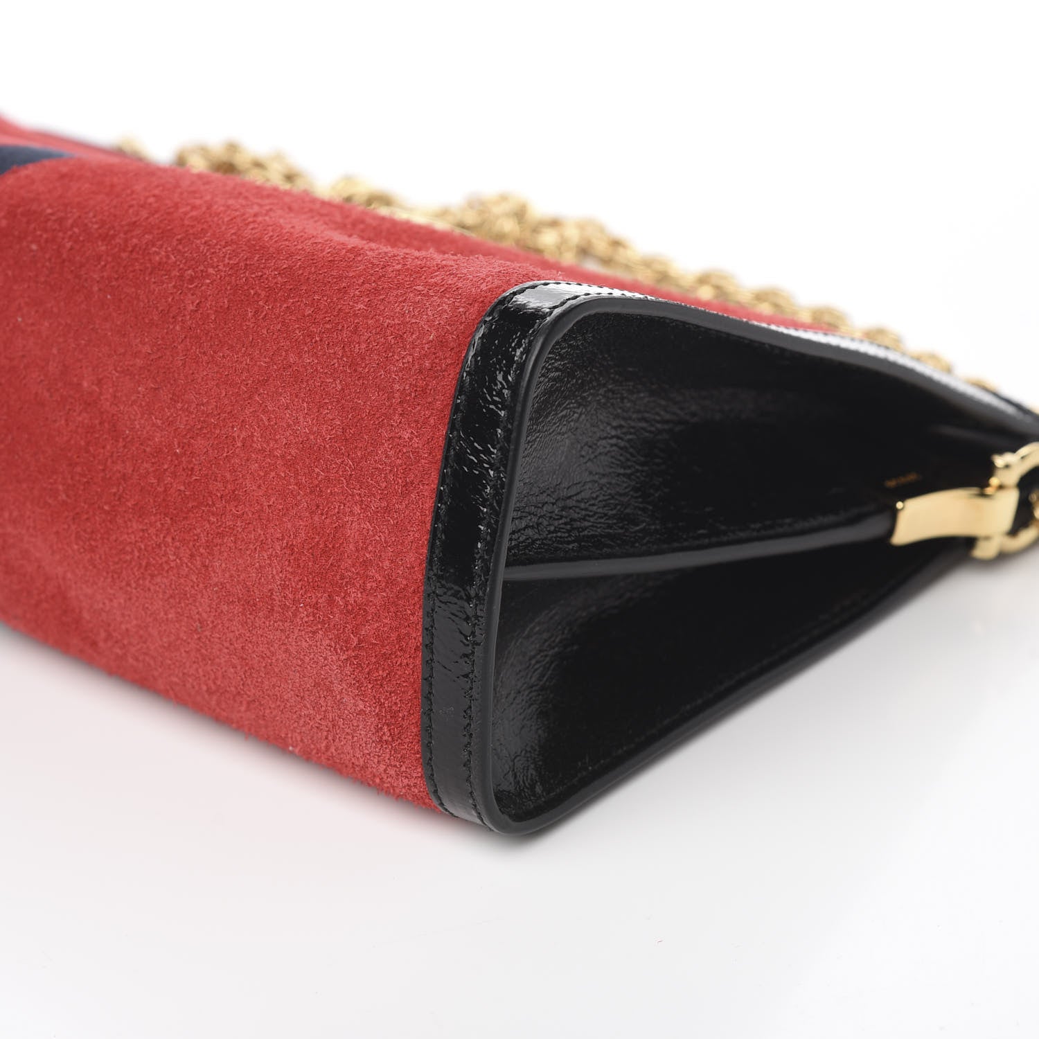 Gucci Suede Patent Web Medium Ophidia Chain Shoulder Bag Hibiscus Red Black 8 of 9