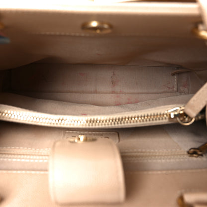 Chanel Grained Calfskin Stitched Small Lady Coco Top Handle Tote Beige 5 of 10