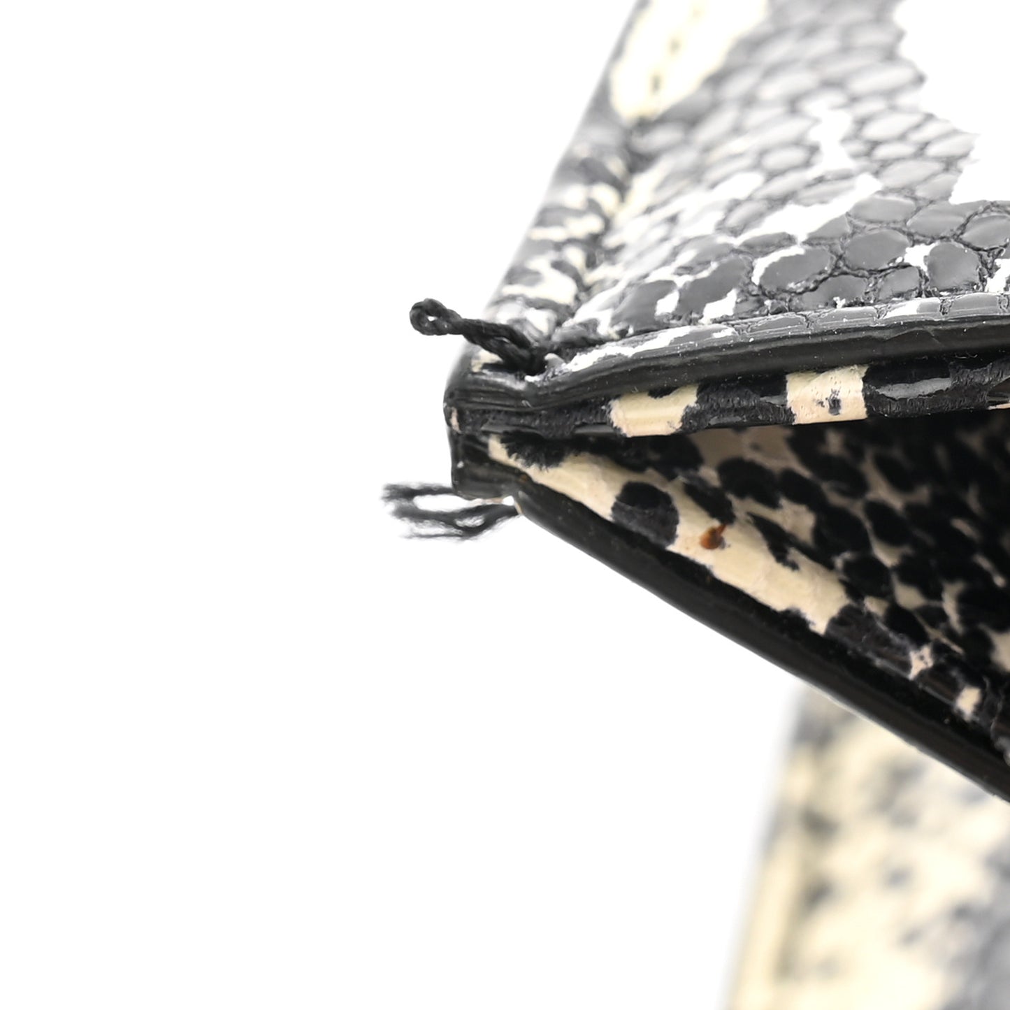 Calfskin Snakeskin Embossed Classic Monogram Cassandre Clutch Beige Black