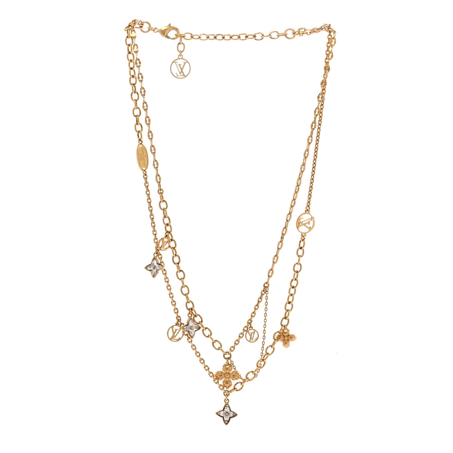 Metal Blooming Strass Necklace Gold