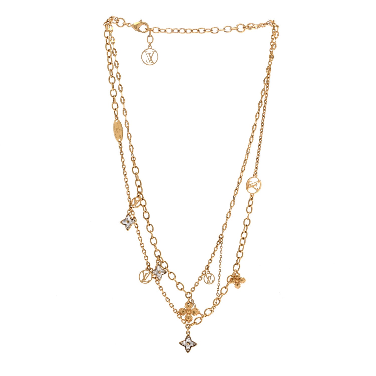 Louis Vuitton Metal Blooming Strass Necklace Gold 3 of 7