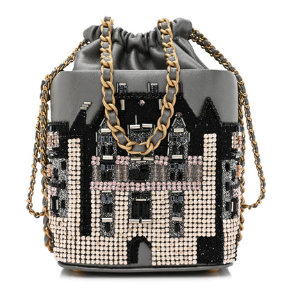 Chanel Metallic Lambskin Crystal Metiers D'Art Chateau de Chenonceau Bucket Bag Grey 1 of 10