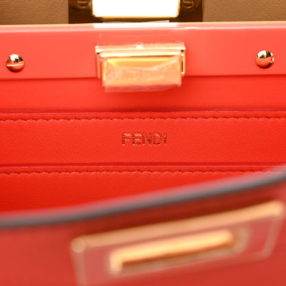 Fendi Vitello Seta Nappa Plexiglass Bi-Color Small Peekaboo I SEE U Satchel Miele Scuro Tulipano 8 of 11