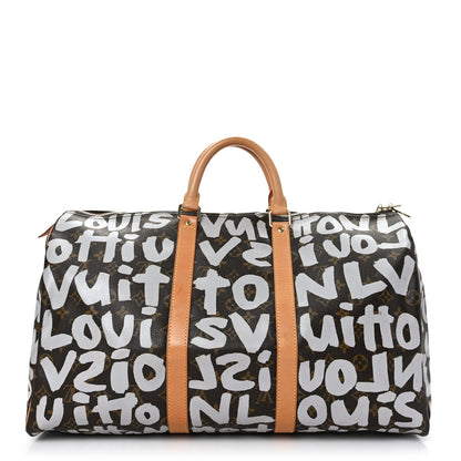 Louis Vuitton Monogram Graffiti Keepall 50 Silver 1 of 10