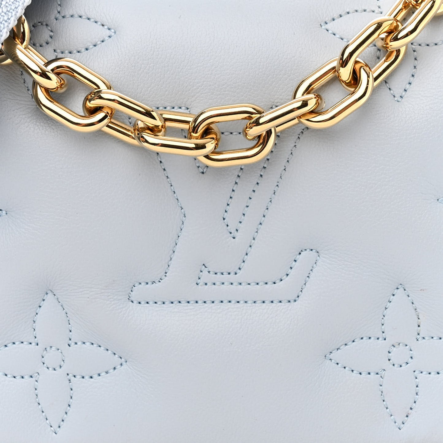 Calfskin Bubblegram Wallet On Strap Ice Blue