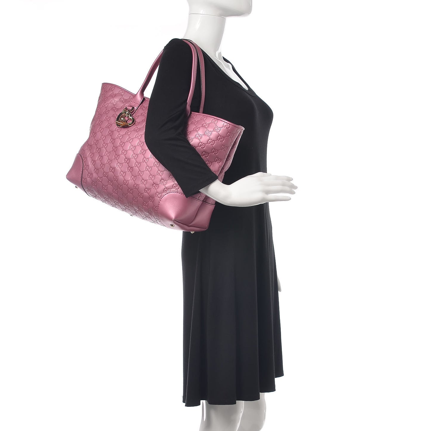 Monogram Large Heart Bit Charm Top Handle Tote Pink