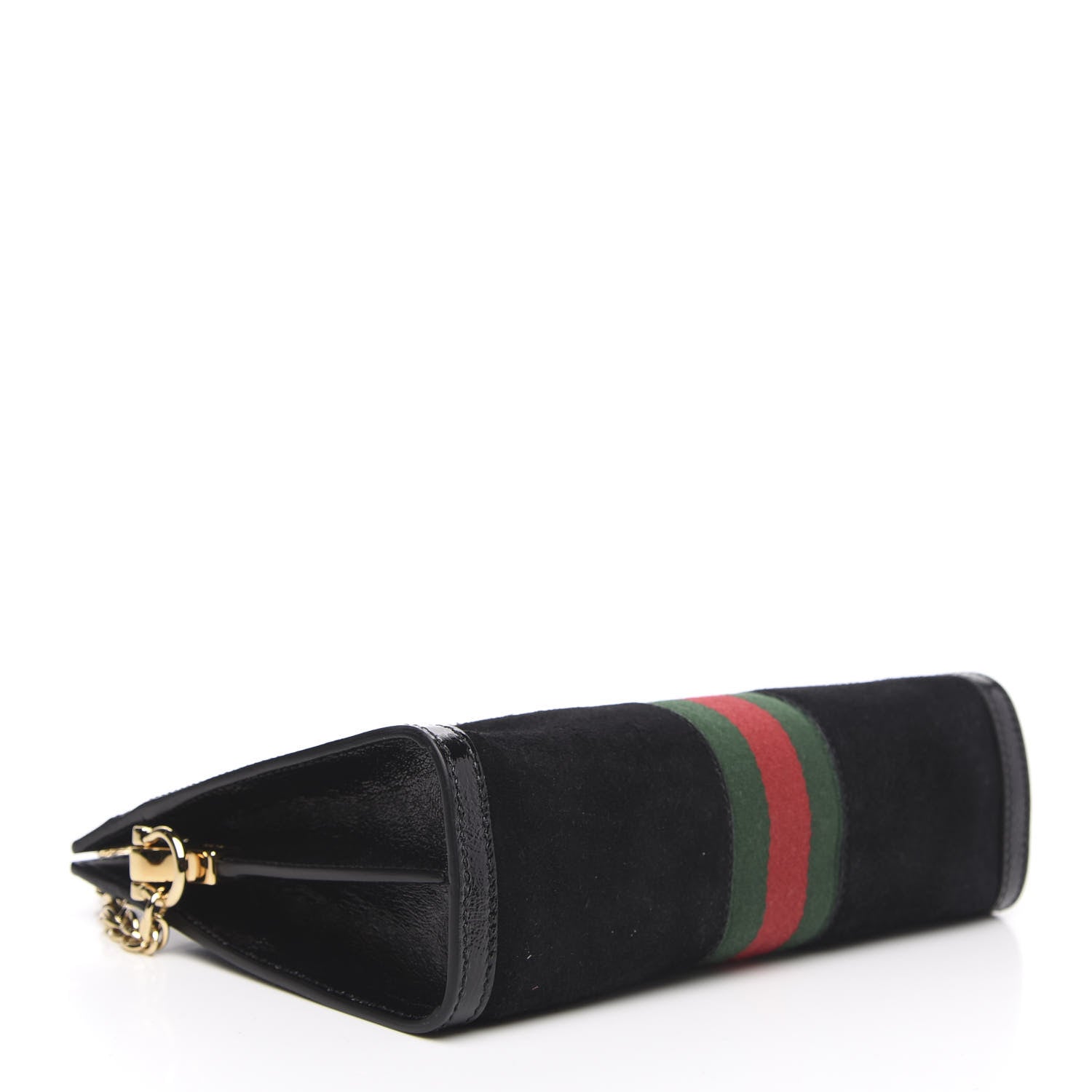 Gucci Suede Patent GG Web Small Ophidia Chain Shoulder Bag Black 4 of 9
