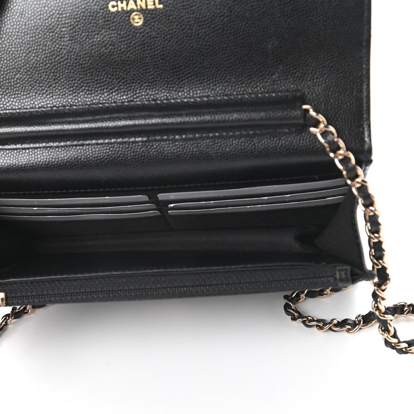 Caviar Quilted French New Wave Chain CC Wallet On Chain WOC Black