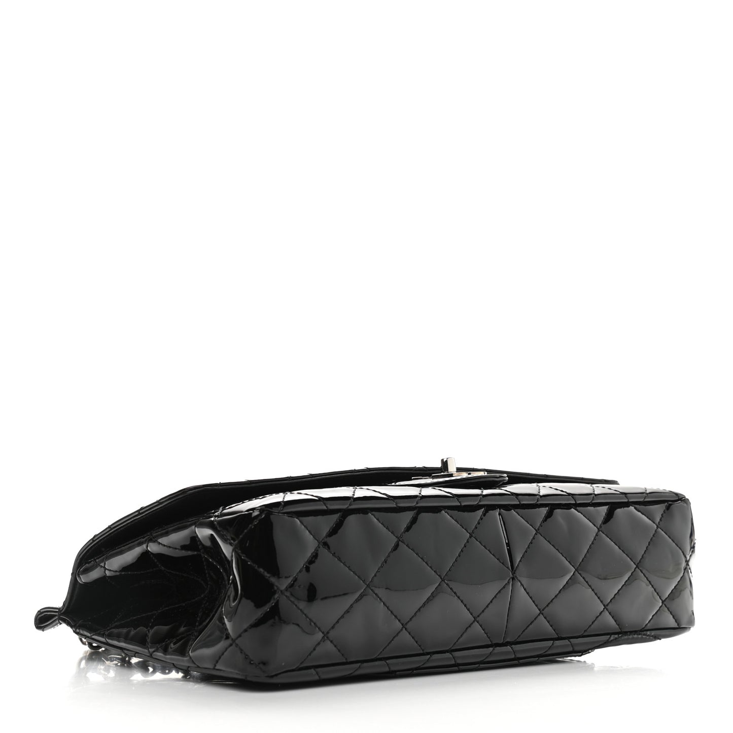 Patent Quilted Jumbo Diagonal CC Flap Black