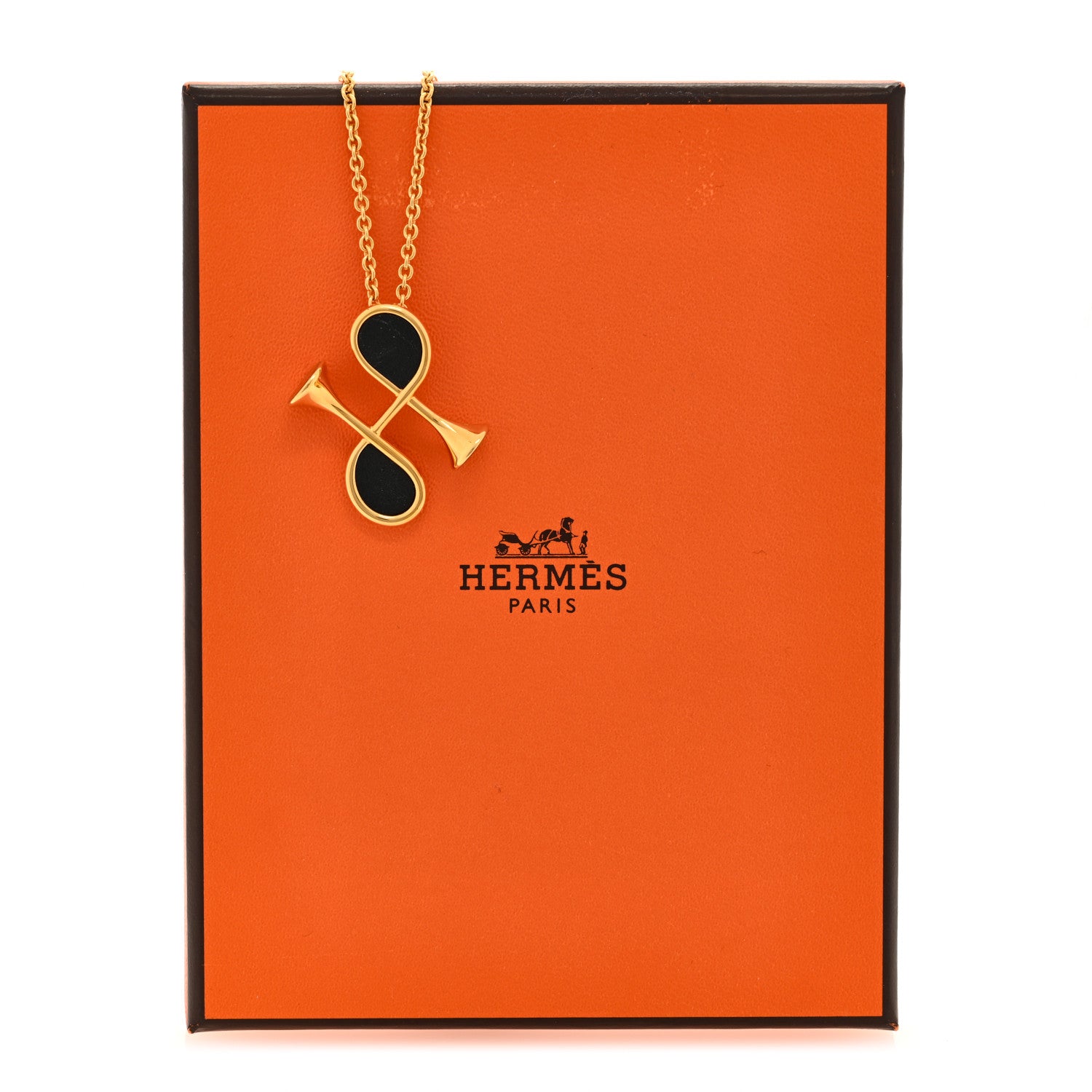 Hermes Swift Cor H Pendant Necklace Black 4 of 4