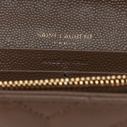 Saint Laurent Grain De Poudre Matelasse Chevron Monogram Flap Wallet Taupe 6 of 7