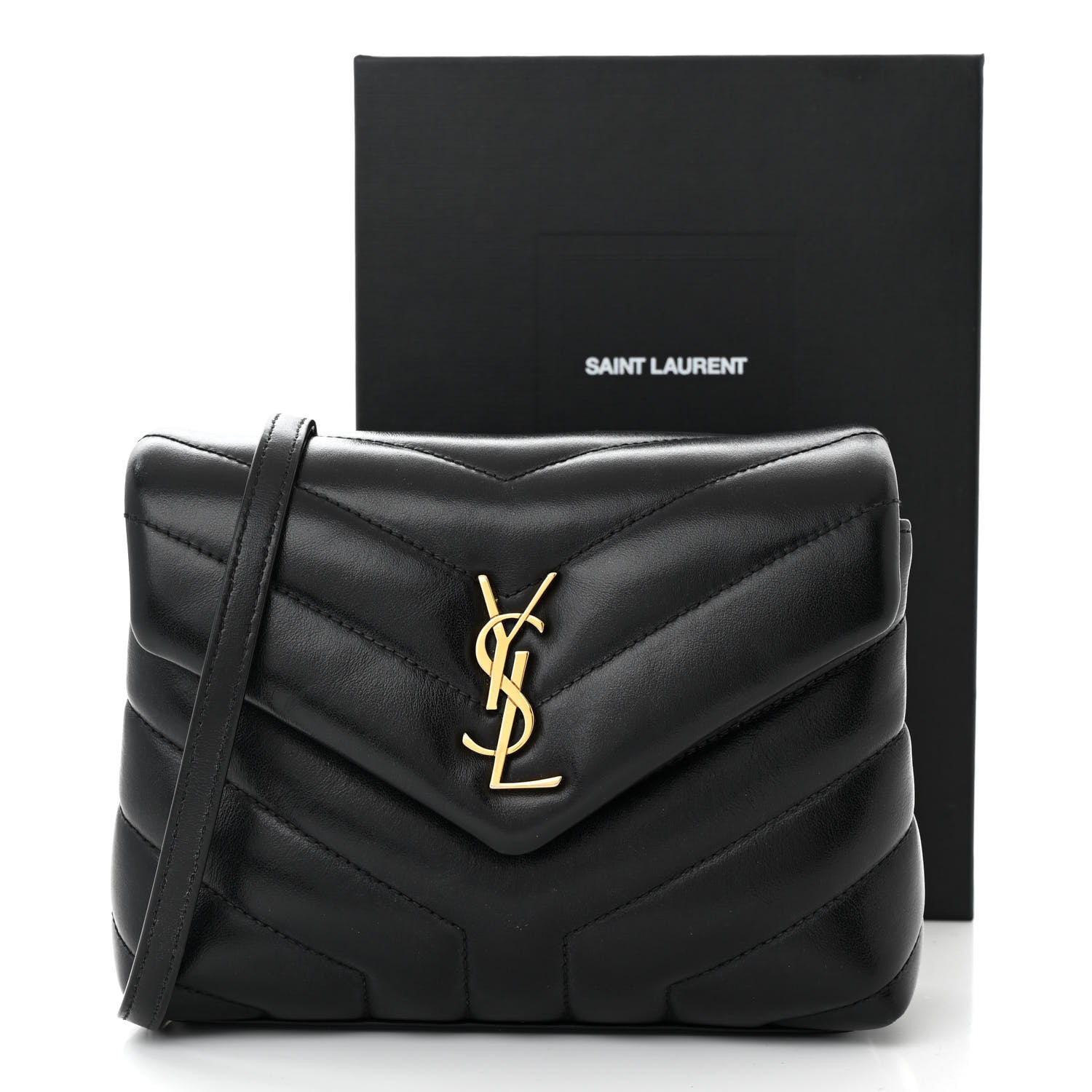 Saint Laurent Calfskin Y Quilted Monogram Toy Loulou Crossbody Bag Black 12 of 12