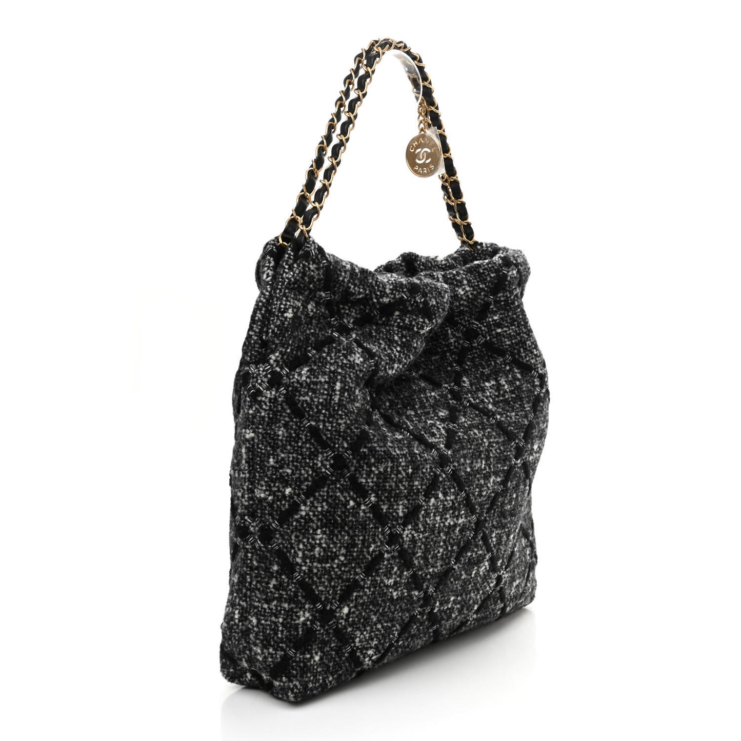 Tweed Quilted Chanel 22 Black Ecru