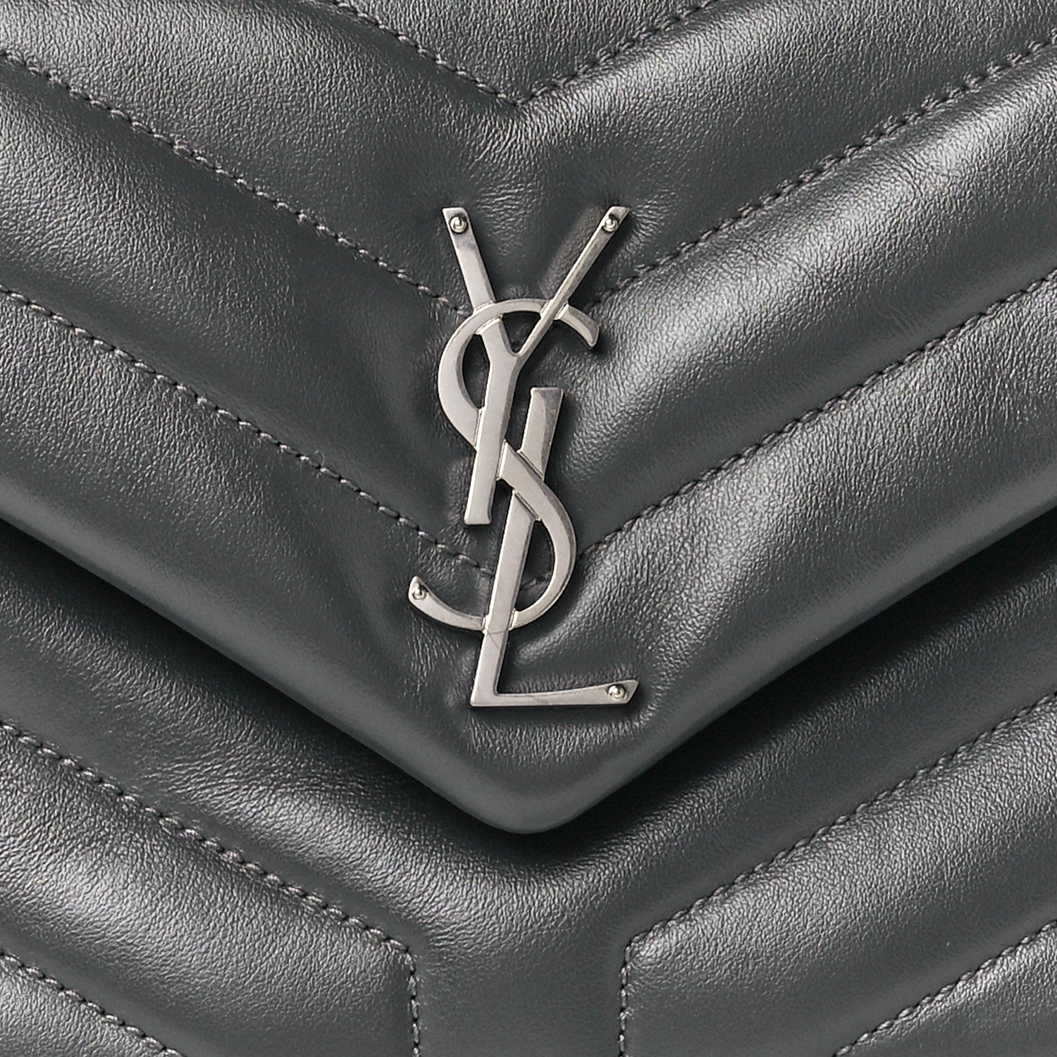 Saint Laurent Calfskin Y Quilted Monogram Small Loulou Chain Satchel Pebble 8 of 11