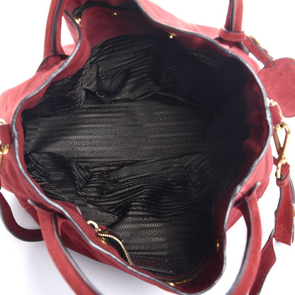 Prada Suede Shoulder Bag Red 6 of 8
