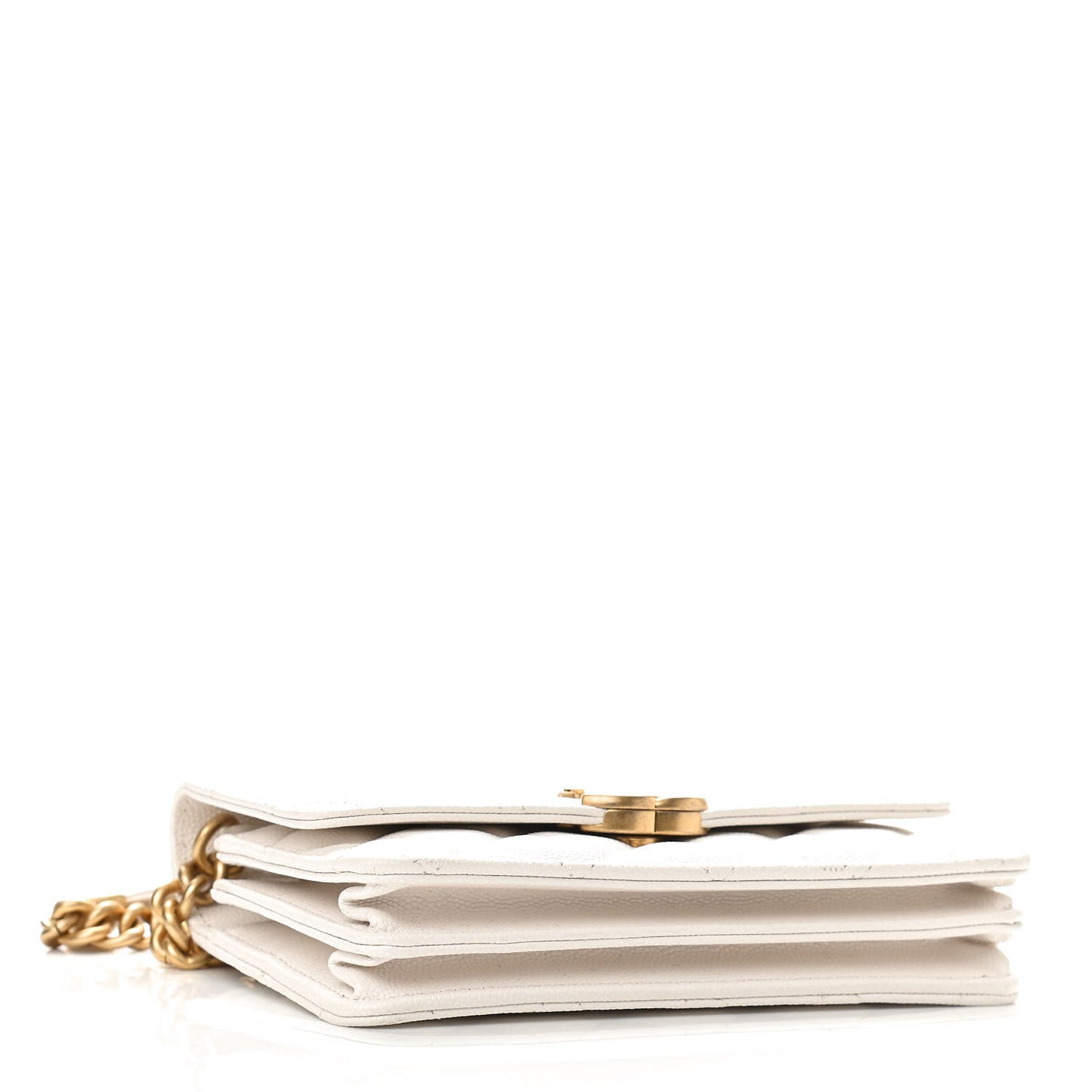 Caviar Quilted Mini Bracelet On Chain Wallet On Chain WOC White