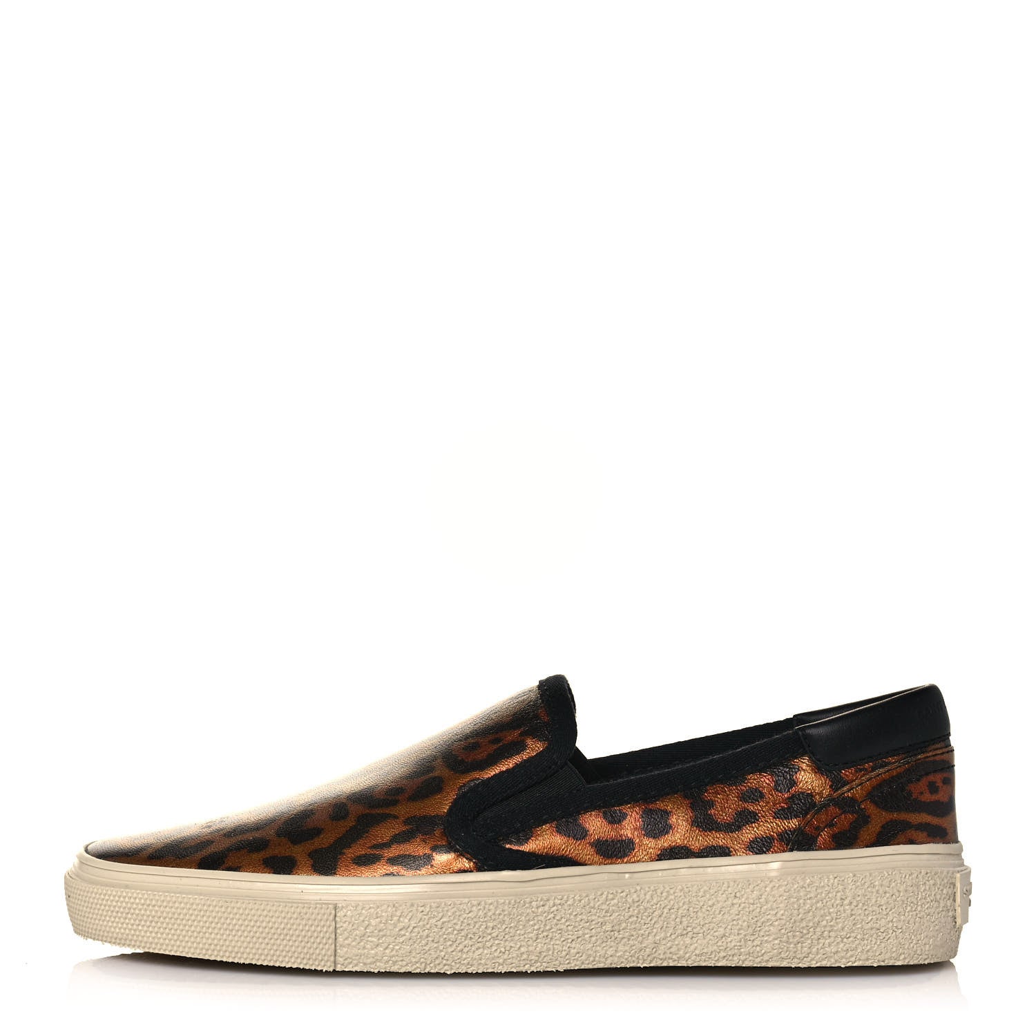 Saint Laurent Metallic Calfskin Leopard Skate Slip On Sneakers 37 Black 1 of 9