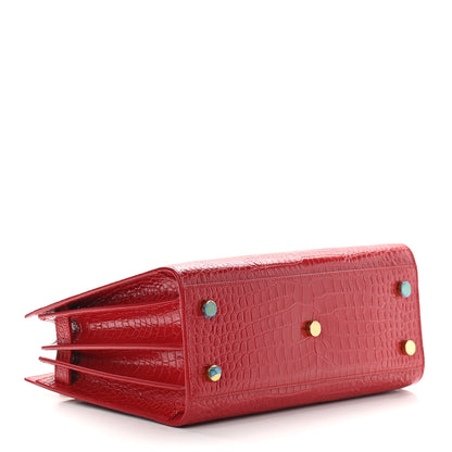 Saint Laurent Calfskin Crocodile Embossed Baby Sac De Jour Red 4 of 8